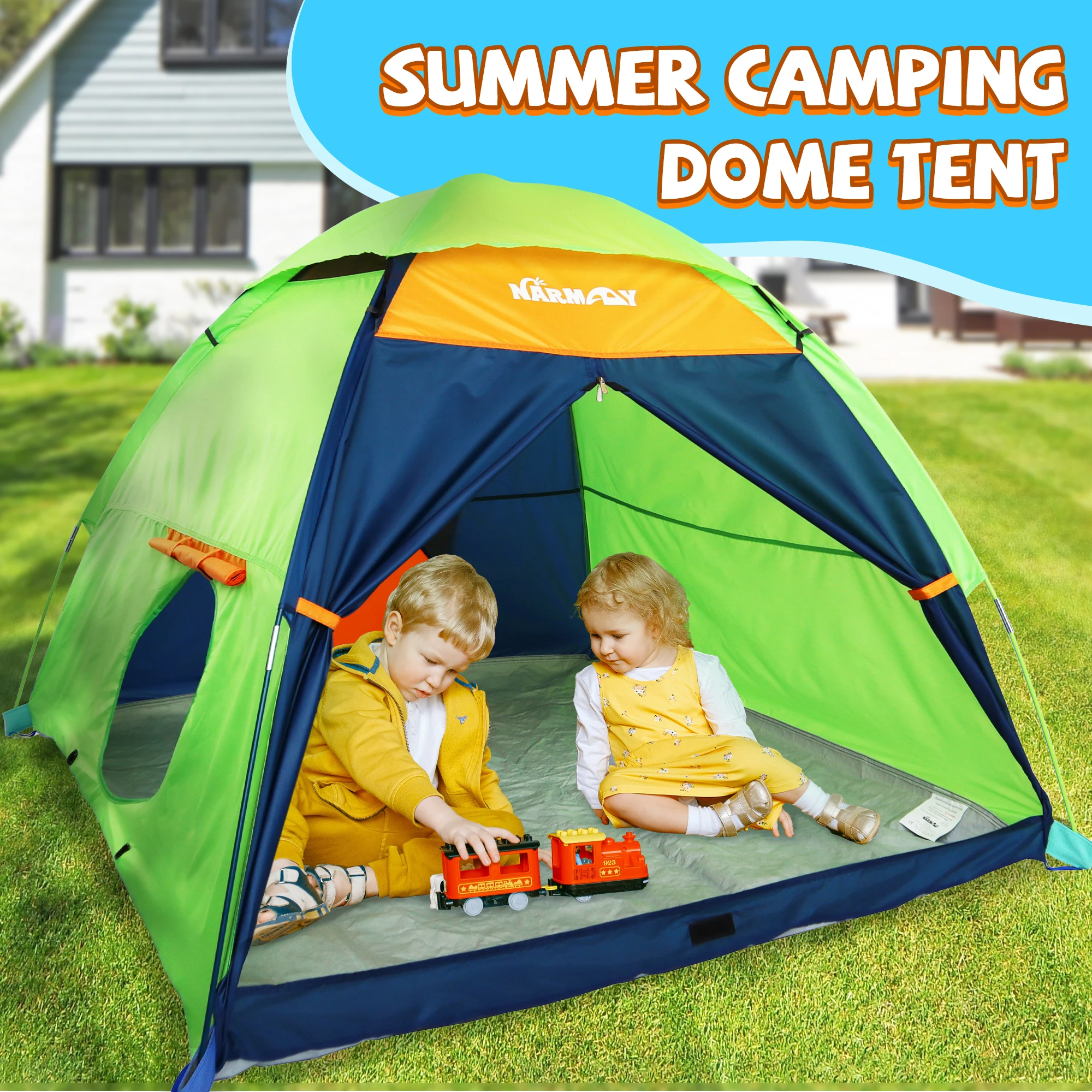 Kids Camping Play Tent for Kids Indoor & Outdoor Pretend Play, Large Playhouse Easy Assembly Unisex Gift Idea for Games - Image 3