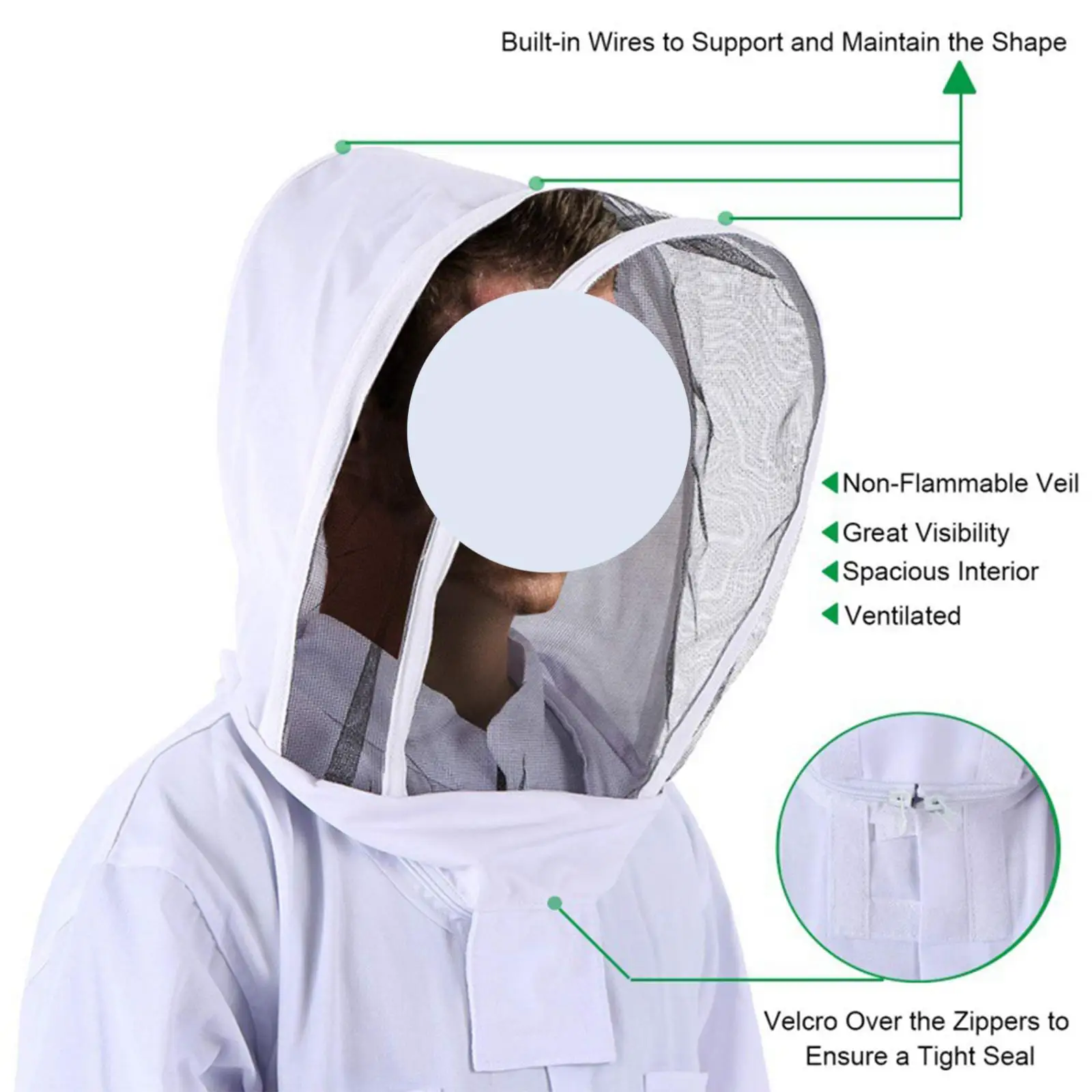 Ventilated Beekeeping Suit with Gloves Full Body Bee Suit Protective Clothing Outfit for Apiarist Farmhouse Backyard Beginners - Image 3