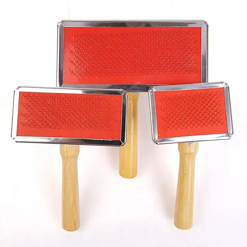 Wool Carding Comb Shedding Tool Pet Cleaning Spinning Needle Grooming Cats Supplies Dogs Hair Wooden Handle Slicker Brush Profes - Image 3