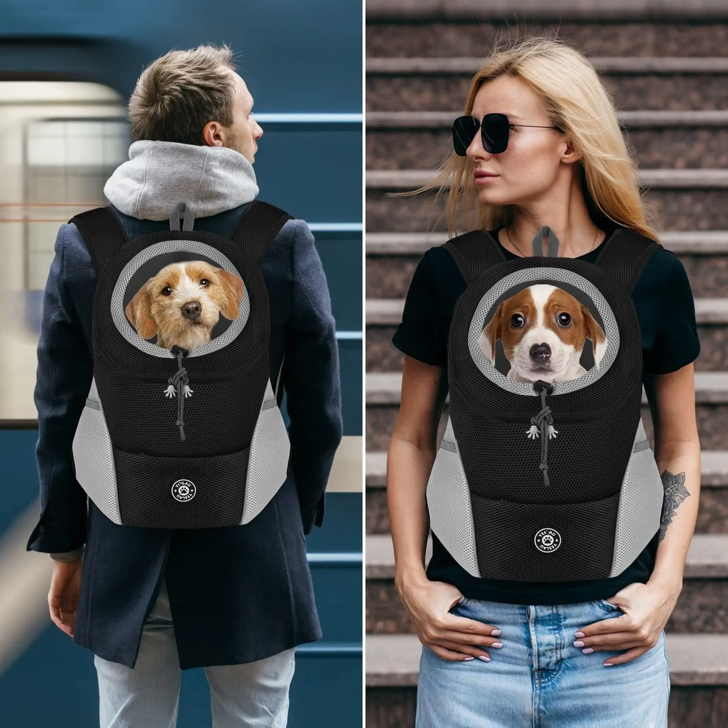 Pet Backpack Portable Portable dog Double Shoulder bag Outdoor Travel cat Carrier Bag Pet Dog Front Bag Mesh Backpack - Image 4