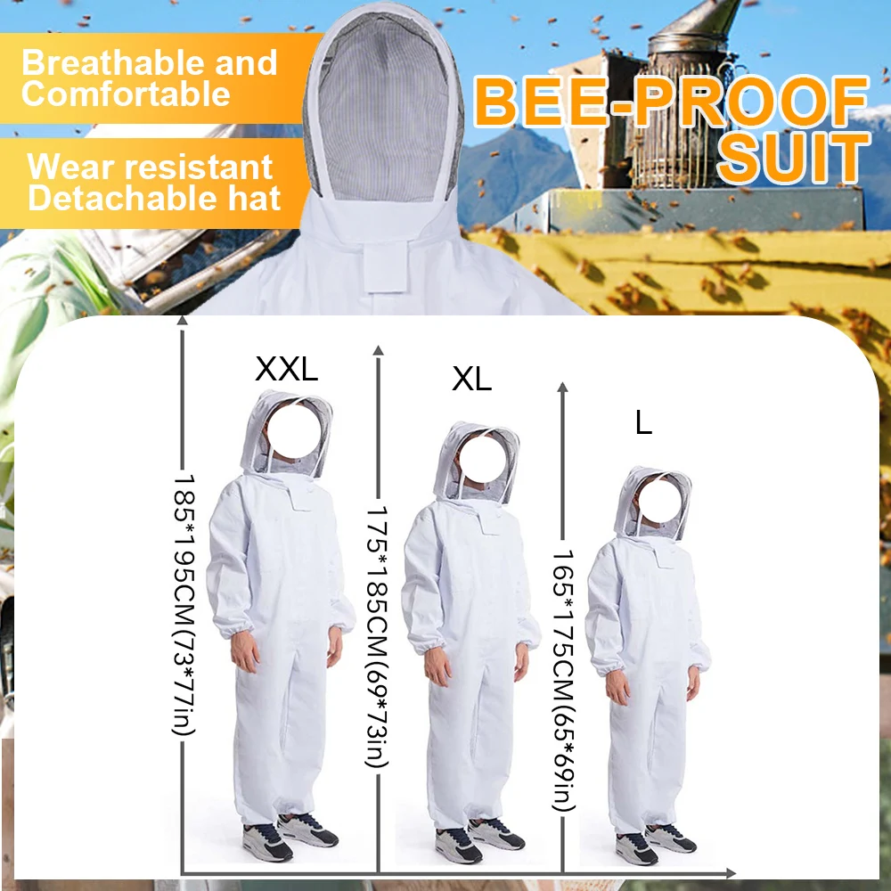 Full Body Beekeeping Clothes Professional Beekeepers Clothes Protection Beekeeping Suit Safty Veil Unisex Children Protective - Image 2
