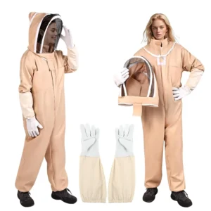 1 Set Professional Ventilated Full Body Beekeeping Bee Keeping Suit With Gloves Cotton Beekeeper Costume For Honey Harvesting