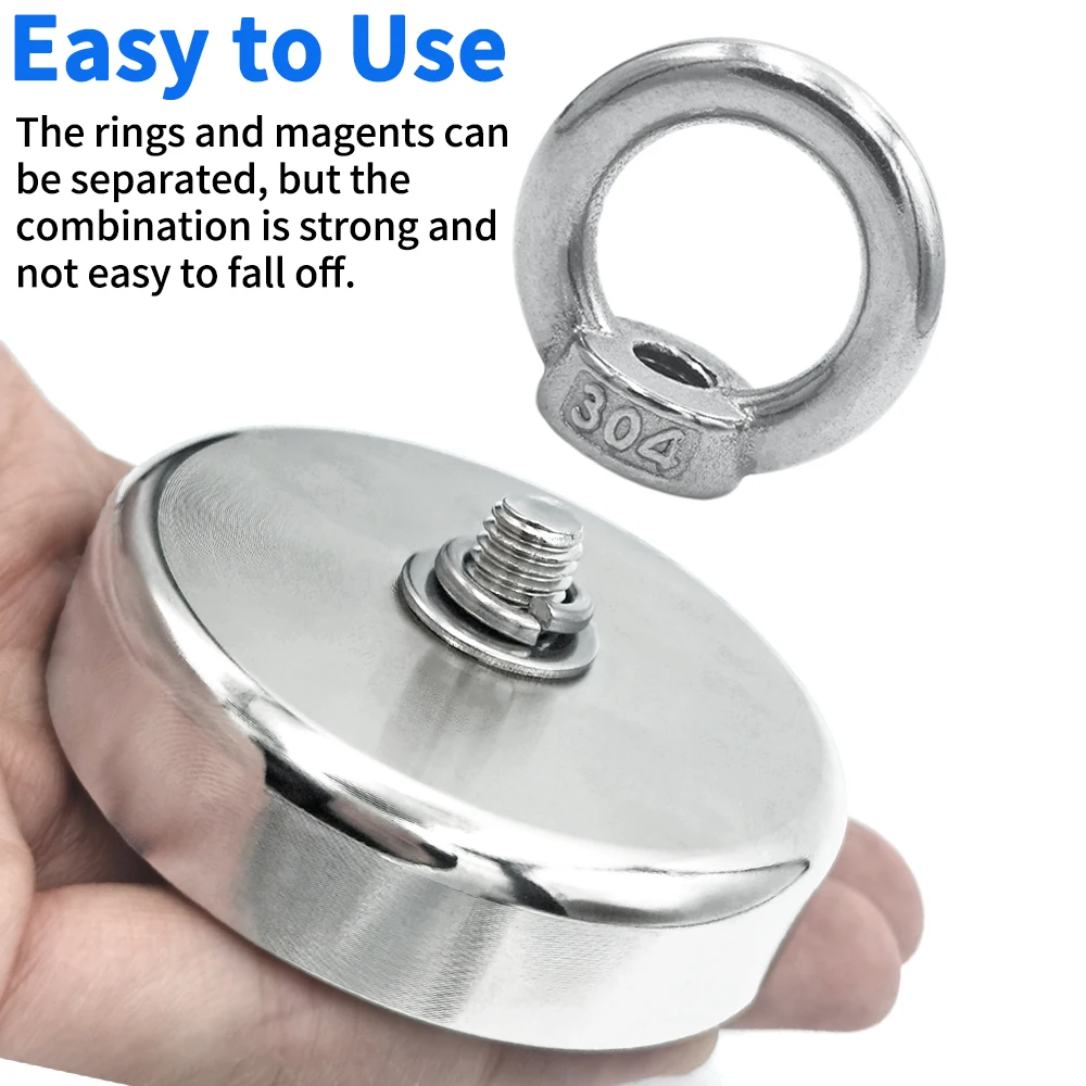 D16~D42mm Super Strong Neodymium Fishing Hook N52 Heavy Duty Rare Earth Neodymium with Countersunk Hole Eyebolt Salvage Magnetic - Image 4