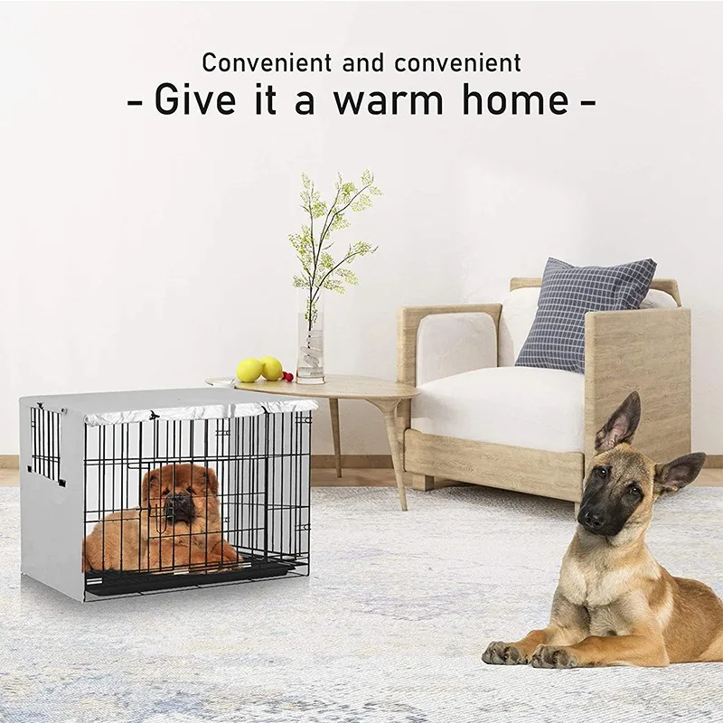 Pet Dog Kennel Cover 210D Oxford Dustproof Waterproof Durable Dog Cage Dust Cover Outdoor Foldable Universal Dog Cage Accessory - Image 2