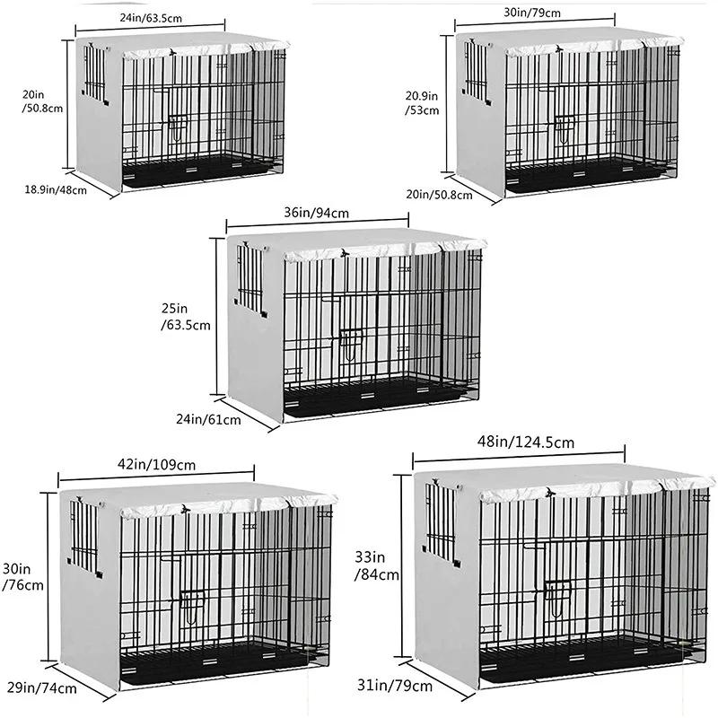 Pet Dog Kennel Cover 210D Oxford Dustproof Waterproof Durable Dog Cage Dust Cover Outdoor Foldable Universal Dog Cage Accessory - Image 5