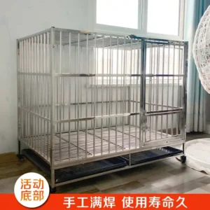 HQ Folding or Assembling Large Stainless Steel Dog Pet Cages Kennel Carriers Houses Crate with Bow Sub-plate Sliding Door