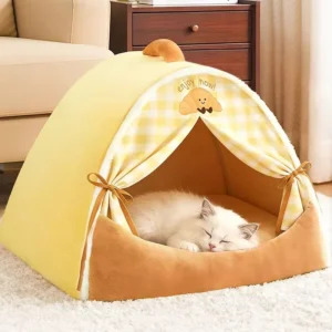 Cat & Dog Winter Warm Security Pet Bed Thickened Tent Nest Modern Animal Checkered Pattern Rectangle Cooling