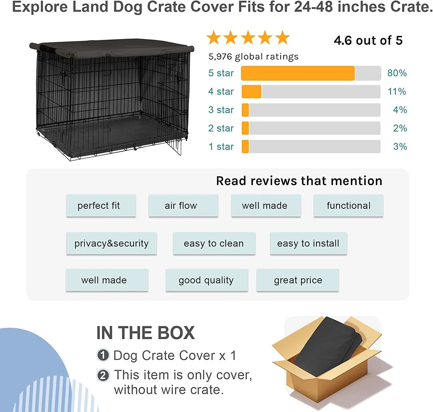 Pet Dog Kennel Cover 210D Oxford Dustproof Waterproof Durable Dog Cage Dust Cover Outdoor Foldable Universal Dog Cage Accessory - Image 4