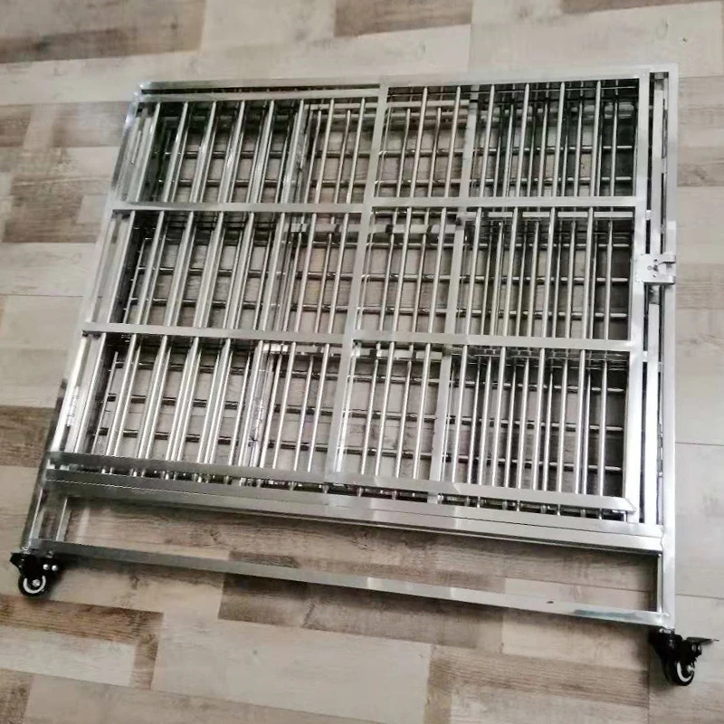 HQ Folding or Assembling Large Stainless Steel Dog Pet Cages Kennel Carriers Houses Crate with Bow Sub-plate Sliding Door - Image 6