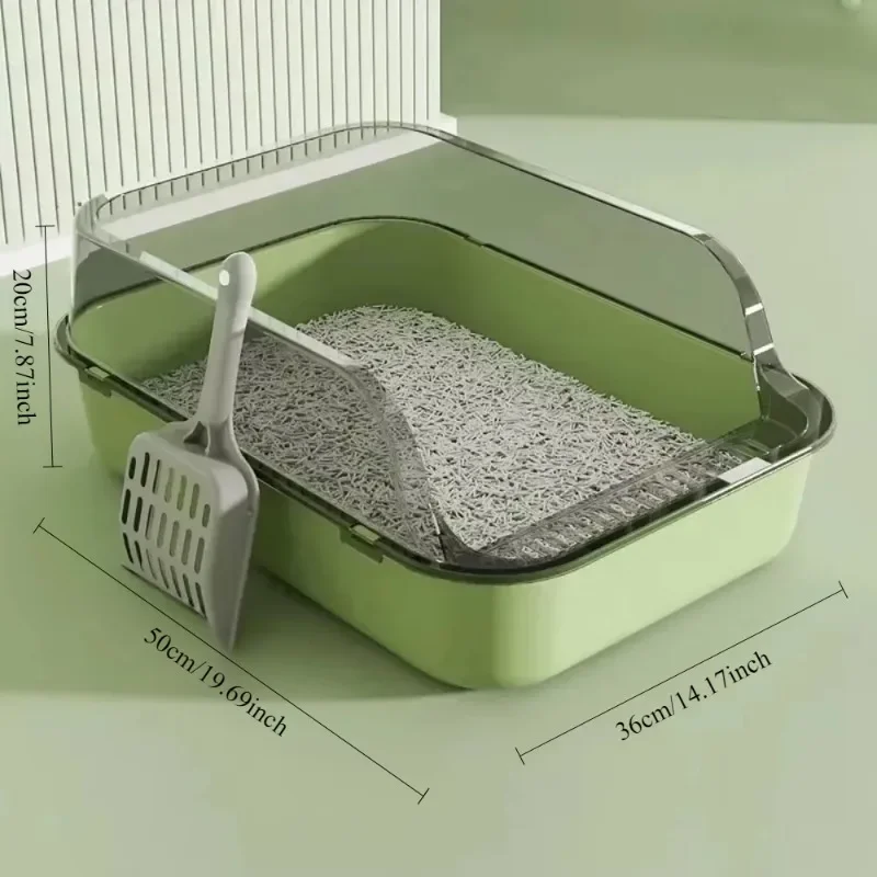 Cat Litter Box with Garbage Shovel Semi Closed High Side Splash Proof Pet Litter Box Practical Cleaning Tool Cat Care Supplies - Image 8