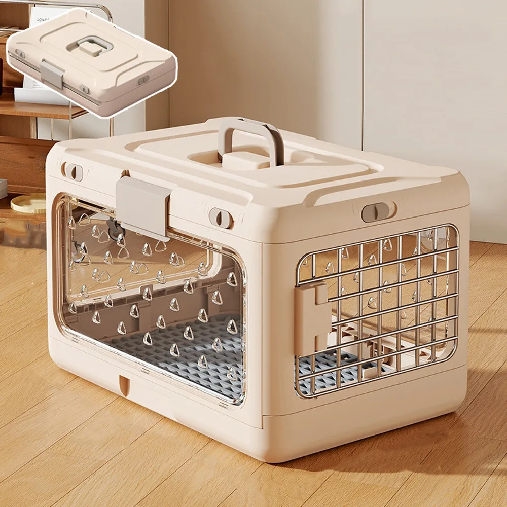 Portable Collapsible Pet Carrier Box Breathable Plastic Foldable Cat Cage with Handle Thickening Dog Kennel Travel Transport - Image 7
