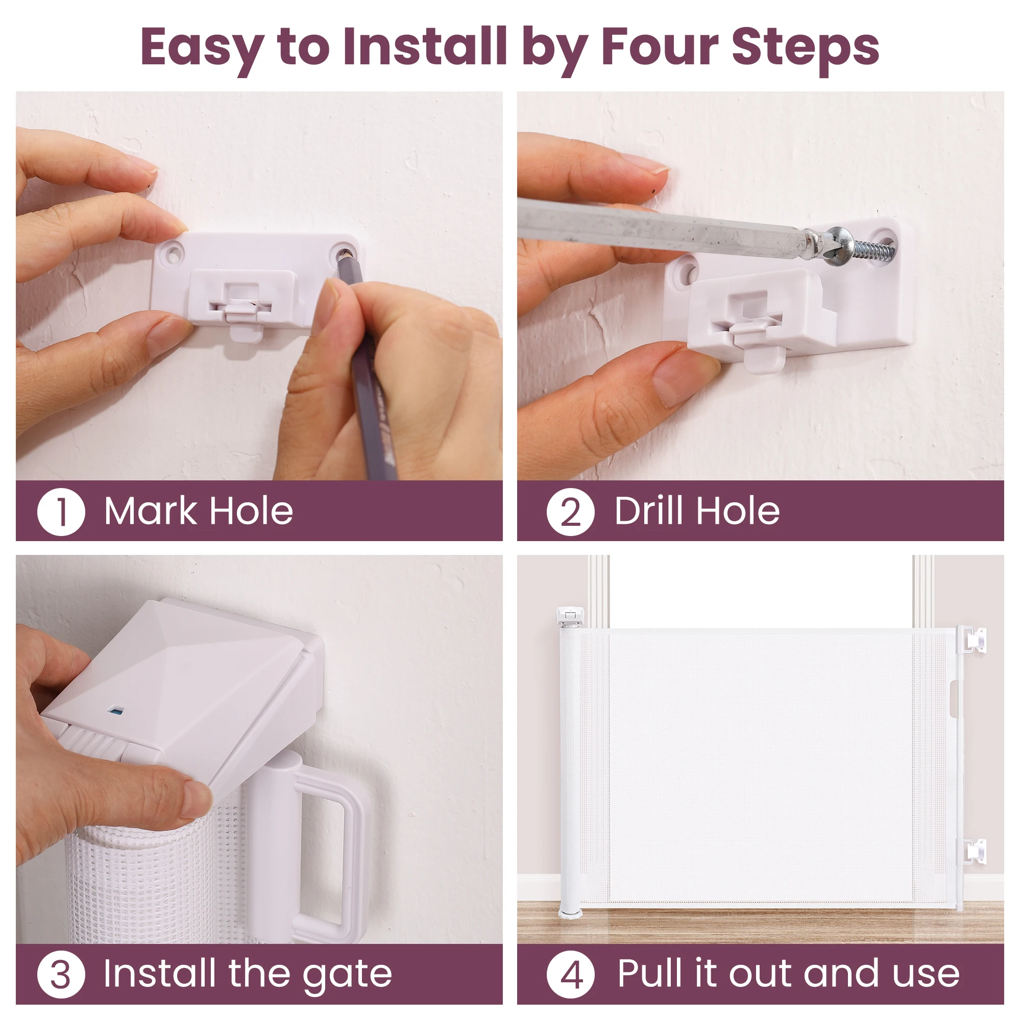 Retractable Dog Gate for Doorways Stairs Hallways Indoor Outdoor Pet Fence - Image 3