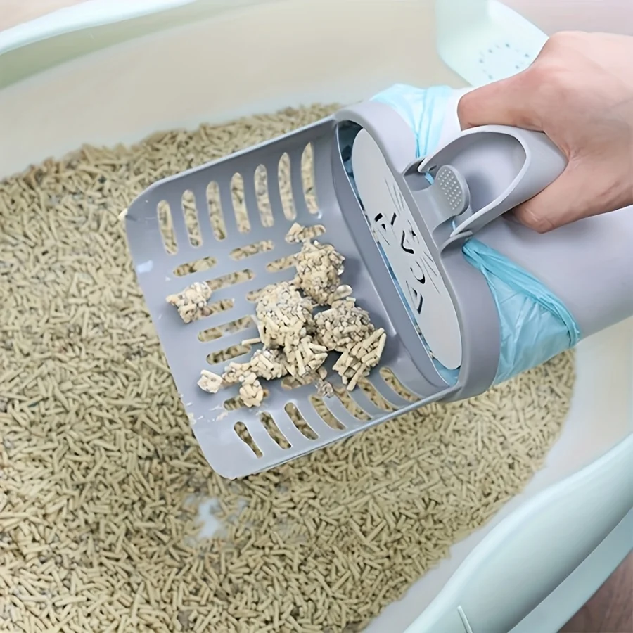 Cat Litter Scoop with Integrated Trash Bag Dispenser, Deep Scoop Screen for Efficient Cleaning - Pet Litter Box Maintenance Tool - Image 5