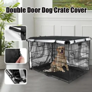Wire Dog Crate Cover Double Door Privacy Dog Crate Cover 42 Inches Heavy Duty Oxford Fabric Puppy Crate Sunshade For Wire Cage