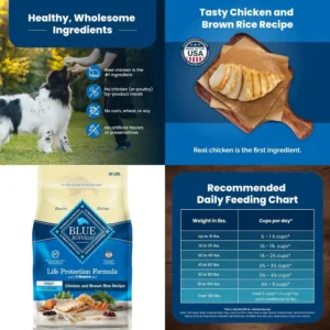 Natural Chicken & Brown Rice Dog Food, 30 lbs, for Strong Muscles & Health