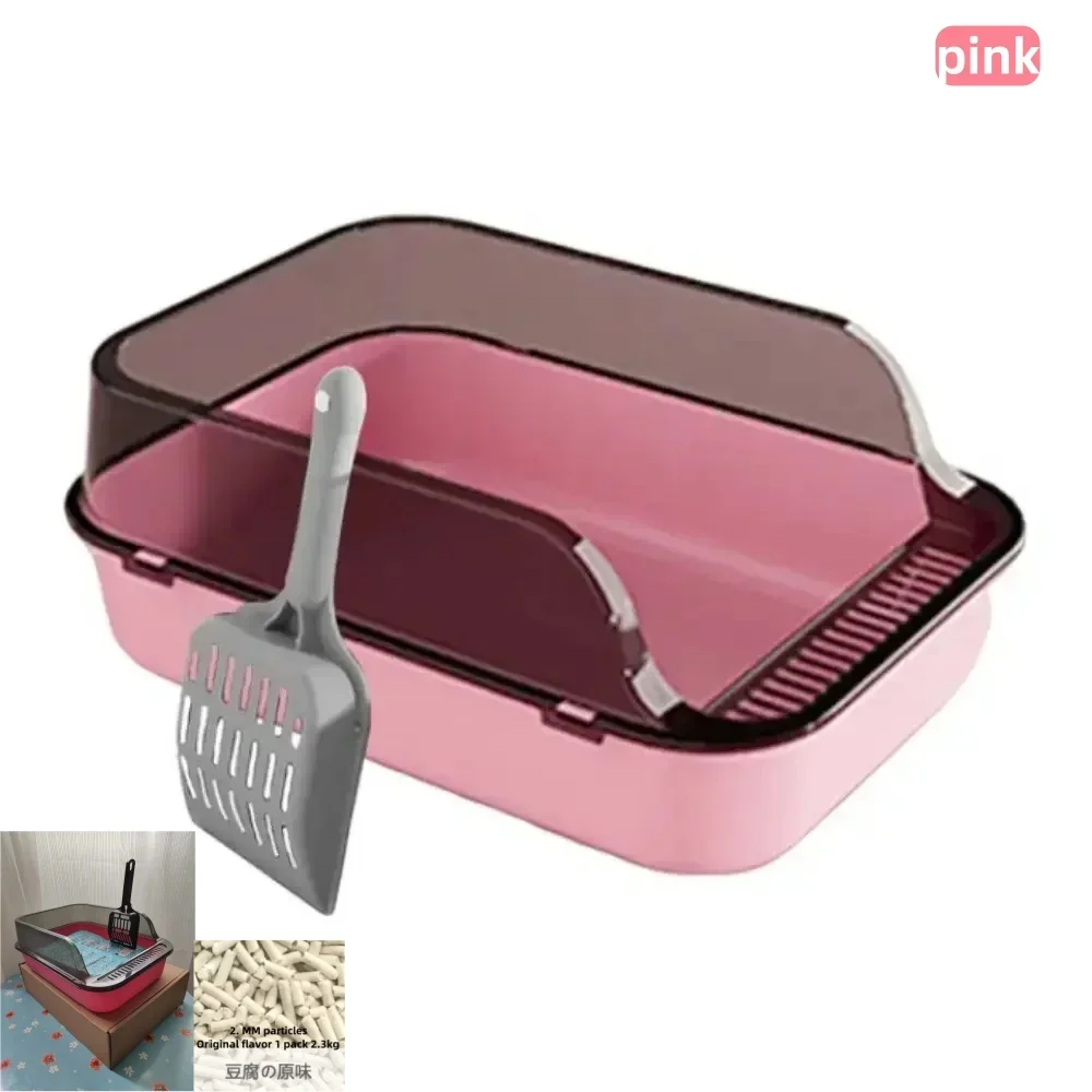 Cat Litter Box Set Large Fence Semi Enclosed Cat Litter Box Thickened Cat Toilet with Cat Litter Scoop Pet Supplies Cat Litter - Image 6