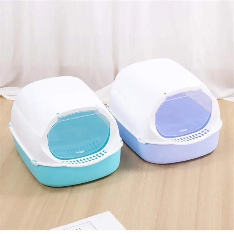 Kitty Sandbox Cat Litter Box Semi-enclosed Splashproof Cat Tray Cat Toilet Cleaning Basin Supplies Pet Toilet Kitten Tray Bedpan - Image 5