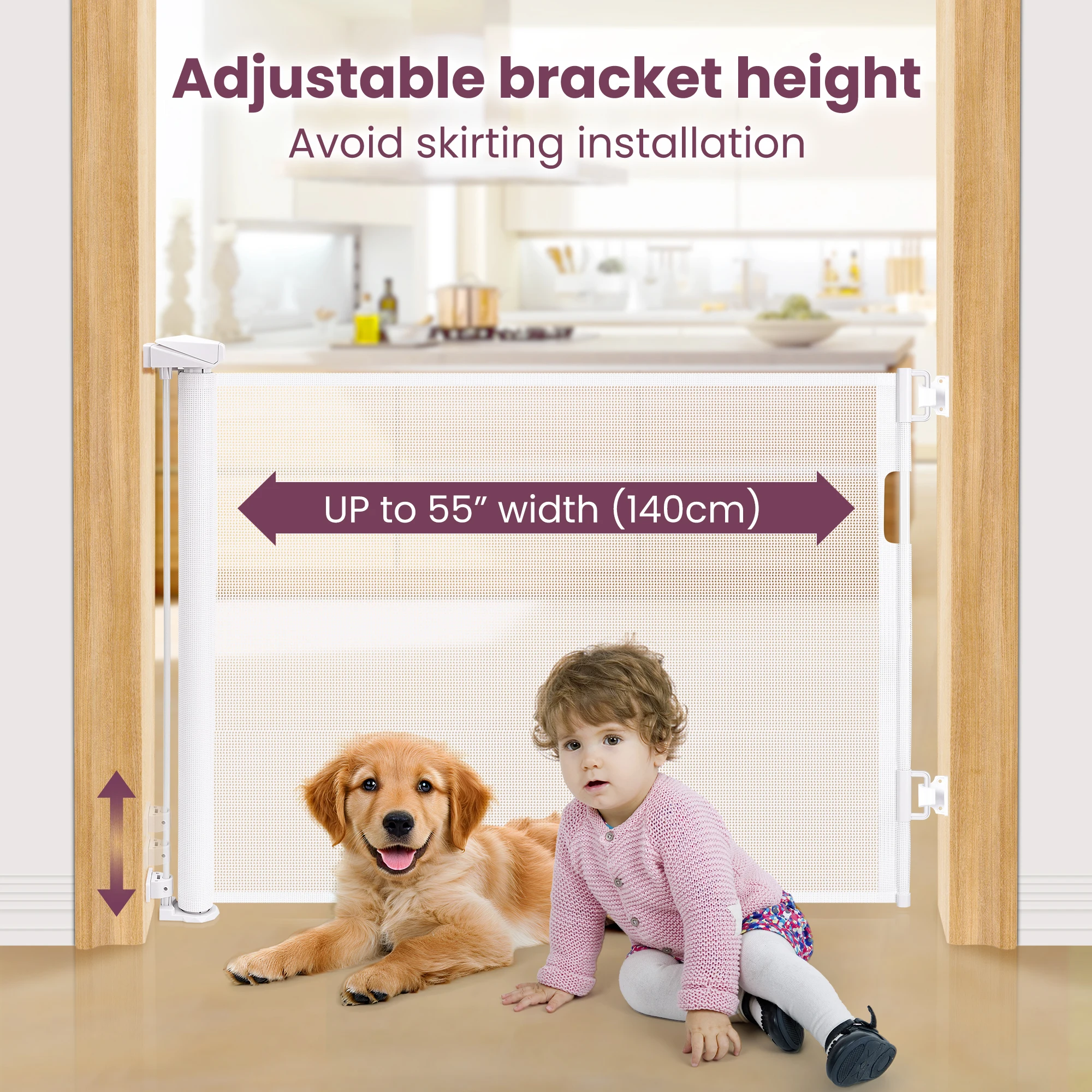 Retractable Dog Gate for Doorways Stairs Hallways Indoor Outdoor Pet Fence - Image 5