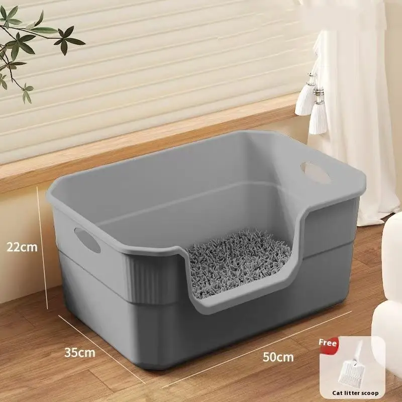 ♥Extra Large Cat Litter Box;Semi-Enclosed & Open Design, Anti-Splash Cat Toilet with High Sides - Image 8