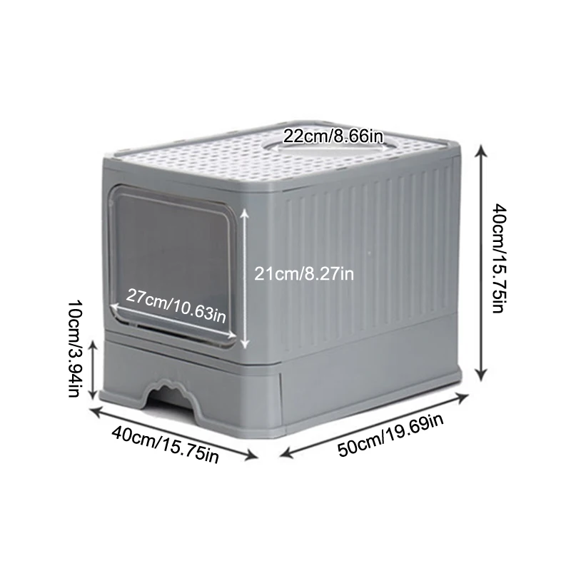 Cat Litter - Box With Scoop, Large Foldable Litter Box With Lid, Front Entry Top Exit Kitty Box, Odor Control - Image 6