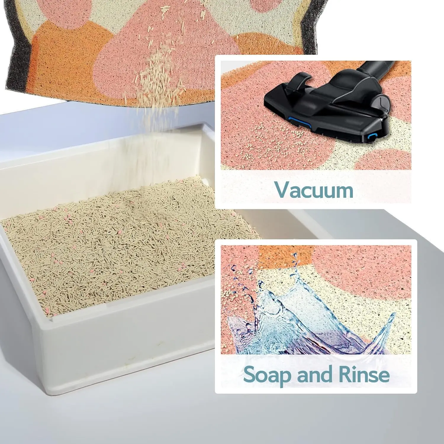 Cute Cat Litter Mat Litter Box Mat Litter Trapping Mat Soft on Kitty Paws Anti Slip Pet Accessories Door Floor mats Bathroom Mat - Image 4