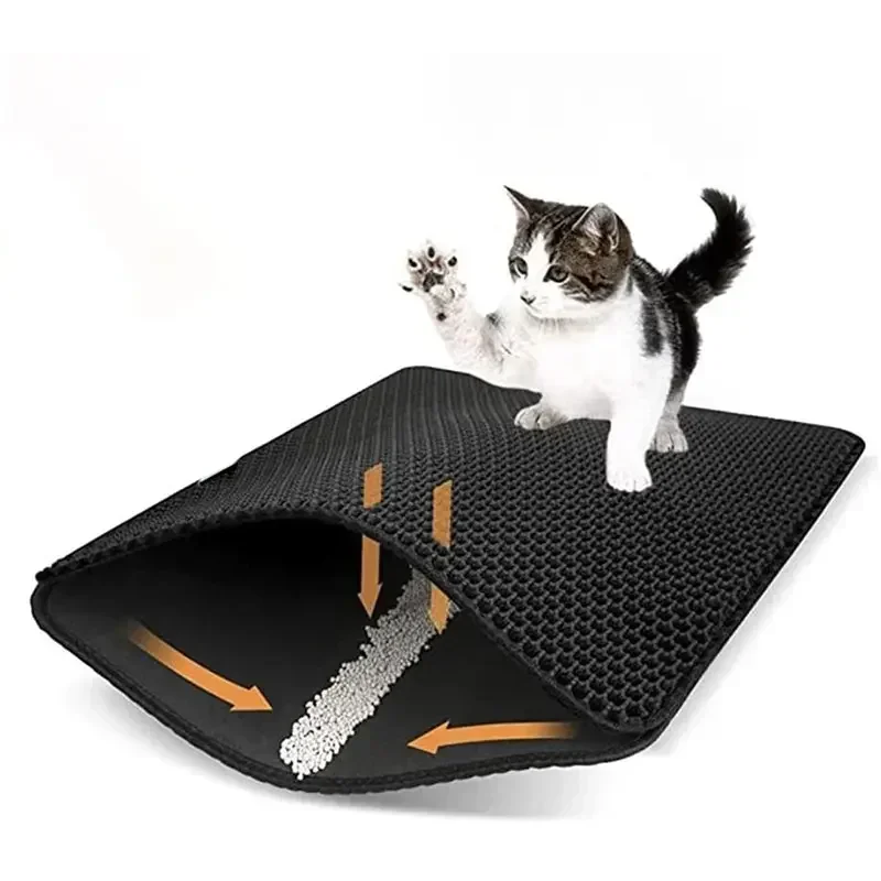 Non-Slip Waterproof Cat Litter Mat-Double Layer Washable Pet Floor Mat, Durable&Easy to Clean, Traps Litter for Cats&Small Pets - Image 5