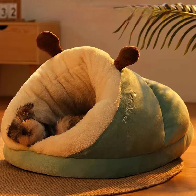 Winter Warm Small Dog Kennel Bed Breathable Dog House Cute Slippers Shaped Dog Bed Cat Sleep Bag Foldable Washable Pet House - Image 4