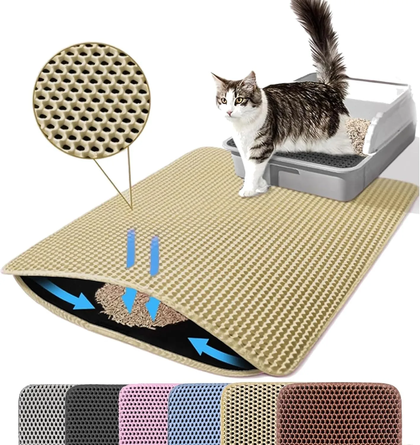 Cat Litter Mat Double Layer Pet Non Slip Big Pet Litter Box Filter MatWear Resistant Waterproof Anti-slip Cat Litter Mat - Image 7