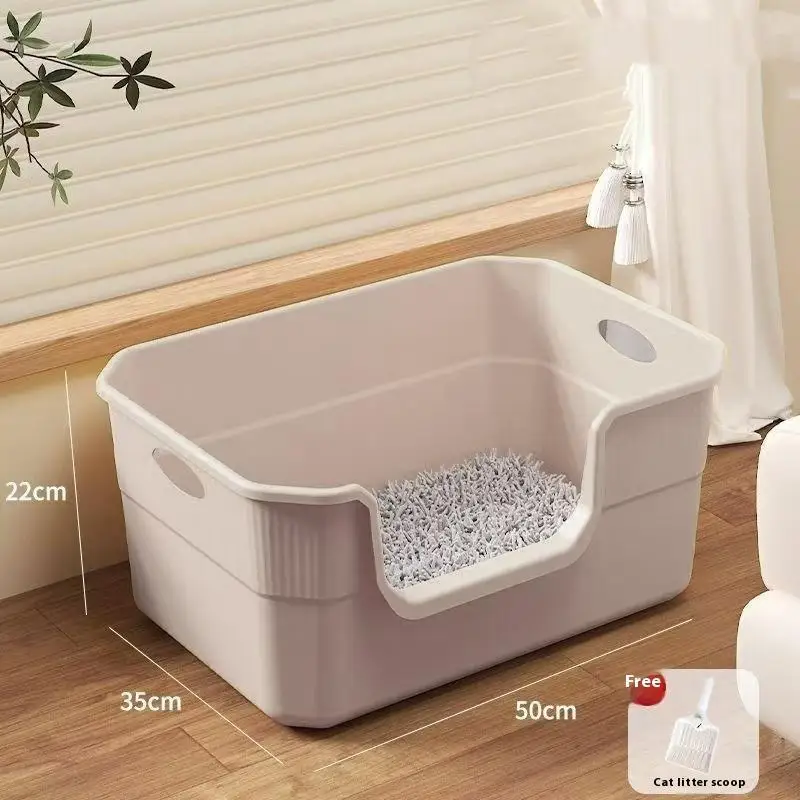 ♥Extra Large Cat Litter Box;Semi-Enclosed & Open Design, Anti-Splash Cat Toilet with High Sides - Image 9