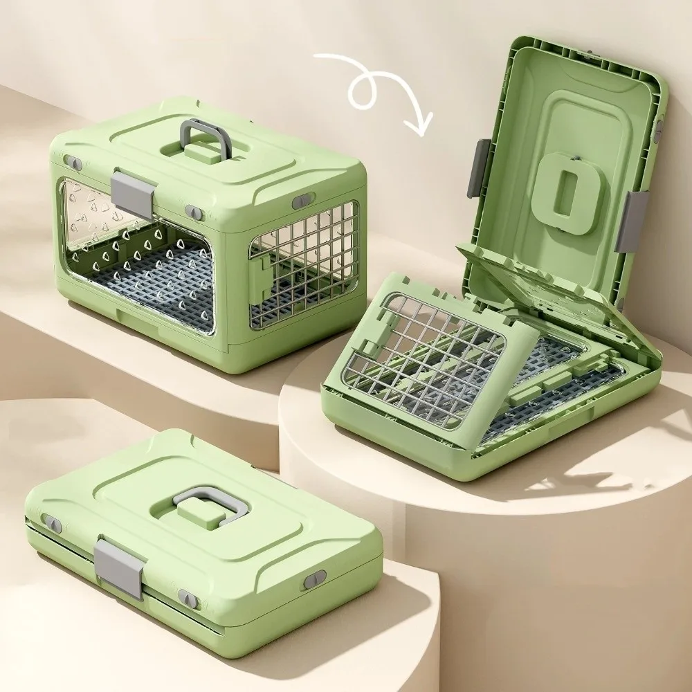 Portable Collapsible Pet Carrier Box Breathable Plastic Foldable Cat Cage with Handle Thickening Dog Kennel Travel Transport - Image 5