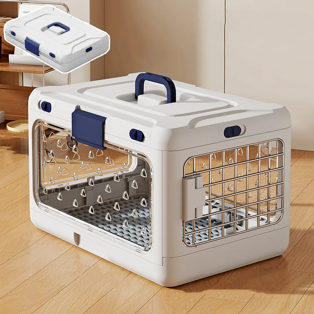 Portable Collapsible Pet Carrier Box Breathable Plastic Foldable Cat Cage with Handle Thickening Dog Kennel Travel Transport - Image 8