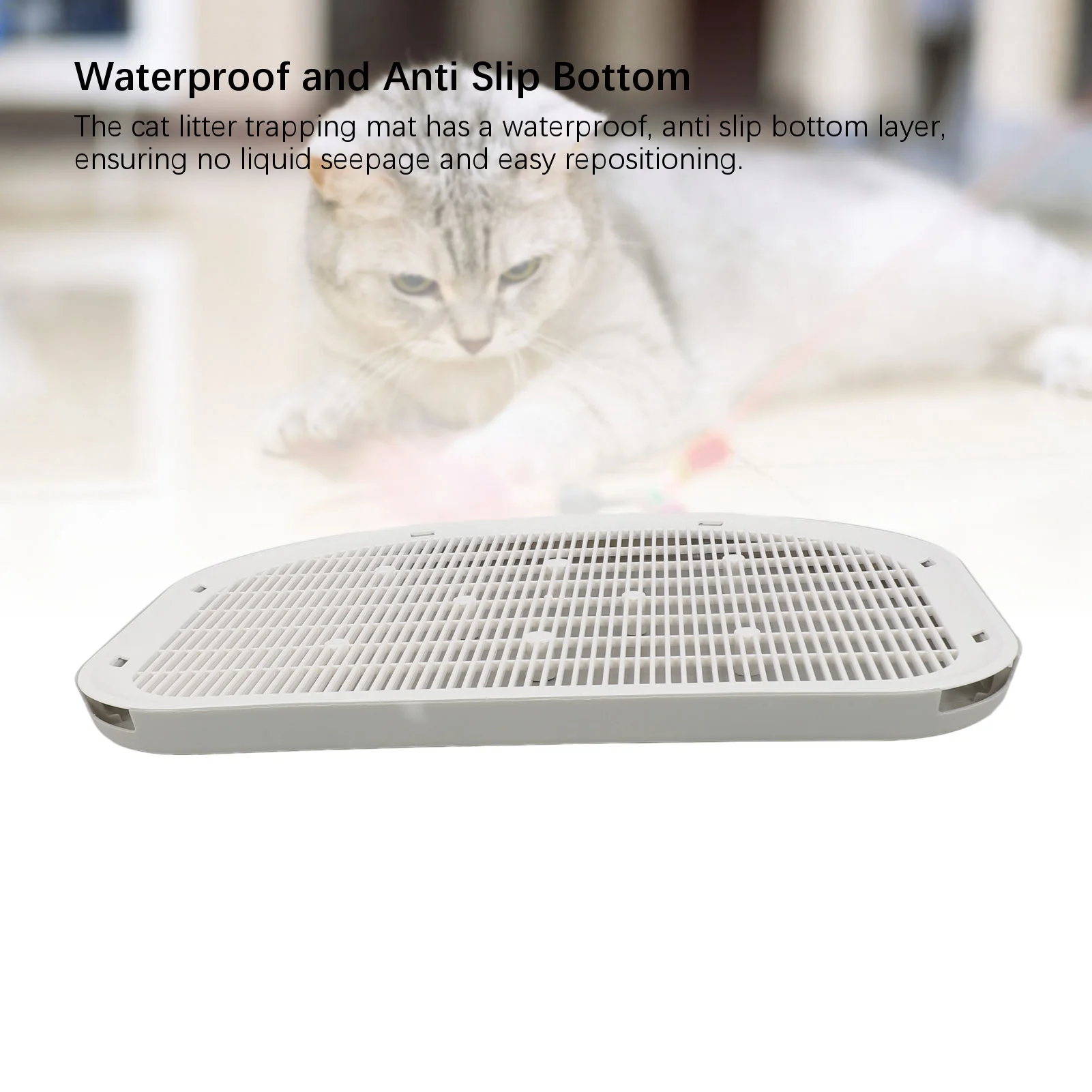 Cat Litter Mat Cat Litter Mat Waterproof Sturdy Anti Slip Leakage Resistant Easy to Clean Cat Litter Trapping Mat for Home - Image 4