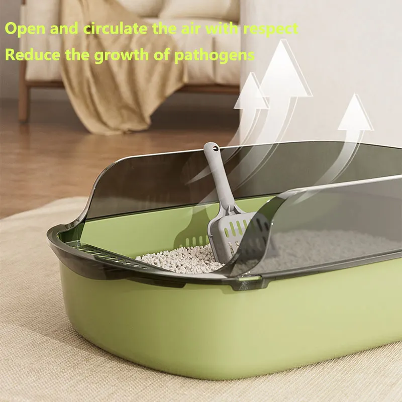 Cat Litter Box with Garbage Shovel Semi Closed High Side Splash Proof Pet Litter Box Practical Cleaning Tool Cat Care Supplies - Image 5