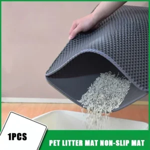 Non-Slip Waterproof Cat Litter Mat-Double Layer Washable Pet Floor Mat, Durable&Easy to Clean, Traps Litter for Cats&Small Pets