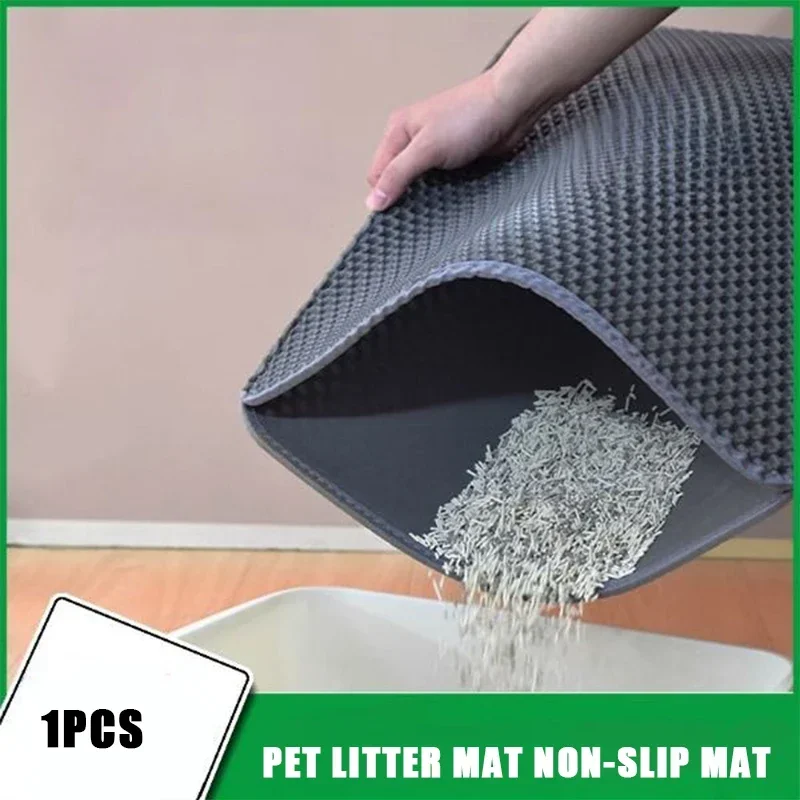 Non-Slip Waterproof Cat Litter Mat-Double Layer Washable Pet Floor Mat, Durable&Easy to Clean, Traps Litter for Cats&Small Pets