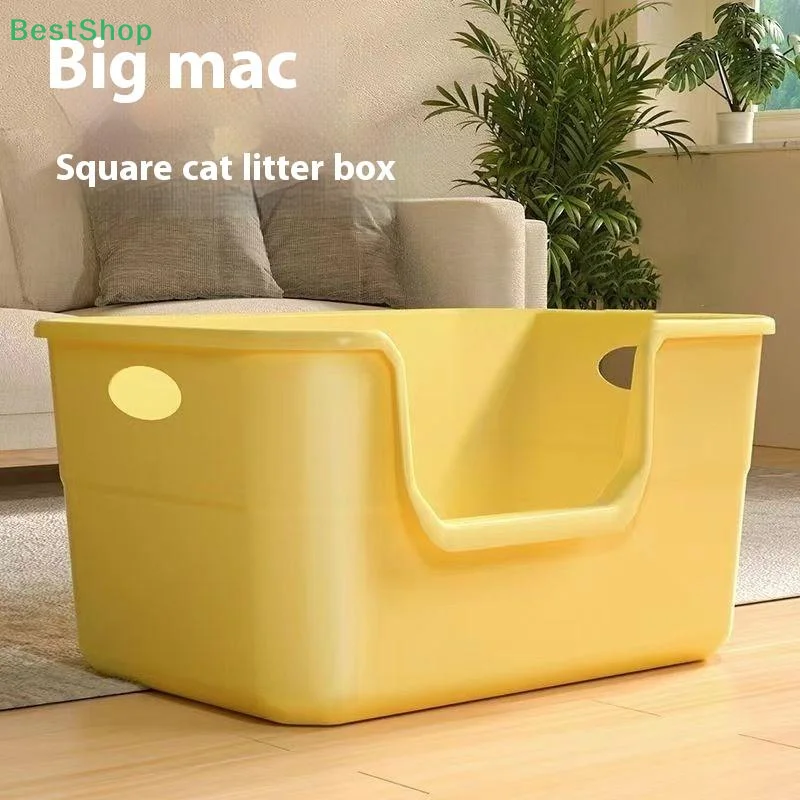 ♥Extra Large Cat Litter Box;Semi-Enclosed & Open Design, Anti-Splash Cat Toilet with High Sides - Image 3