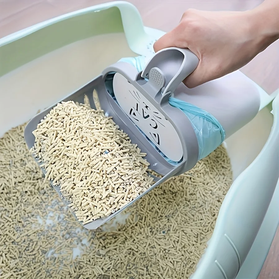 Cat Litter Scoop with Integrated Trash Bag Dispenser, Deep Scoop Screen for Efficient Cleaning - Pet Litter Box Maintenance Tool - Image 4