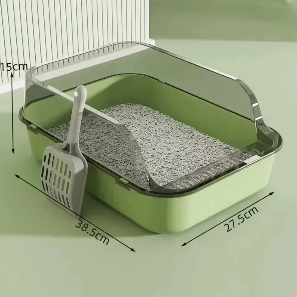 Cat Litter Box High Side Thicken Semi Enclosed Splashproof with Removable Scoop Large Capacity Easy Clean Cat Toilet Supplies - Image 8