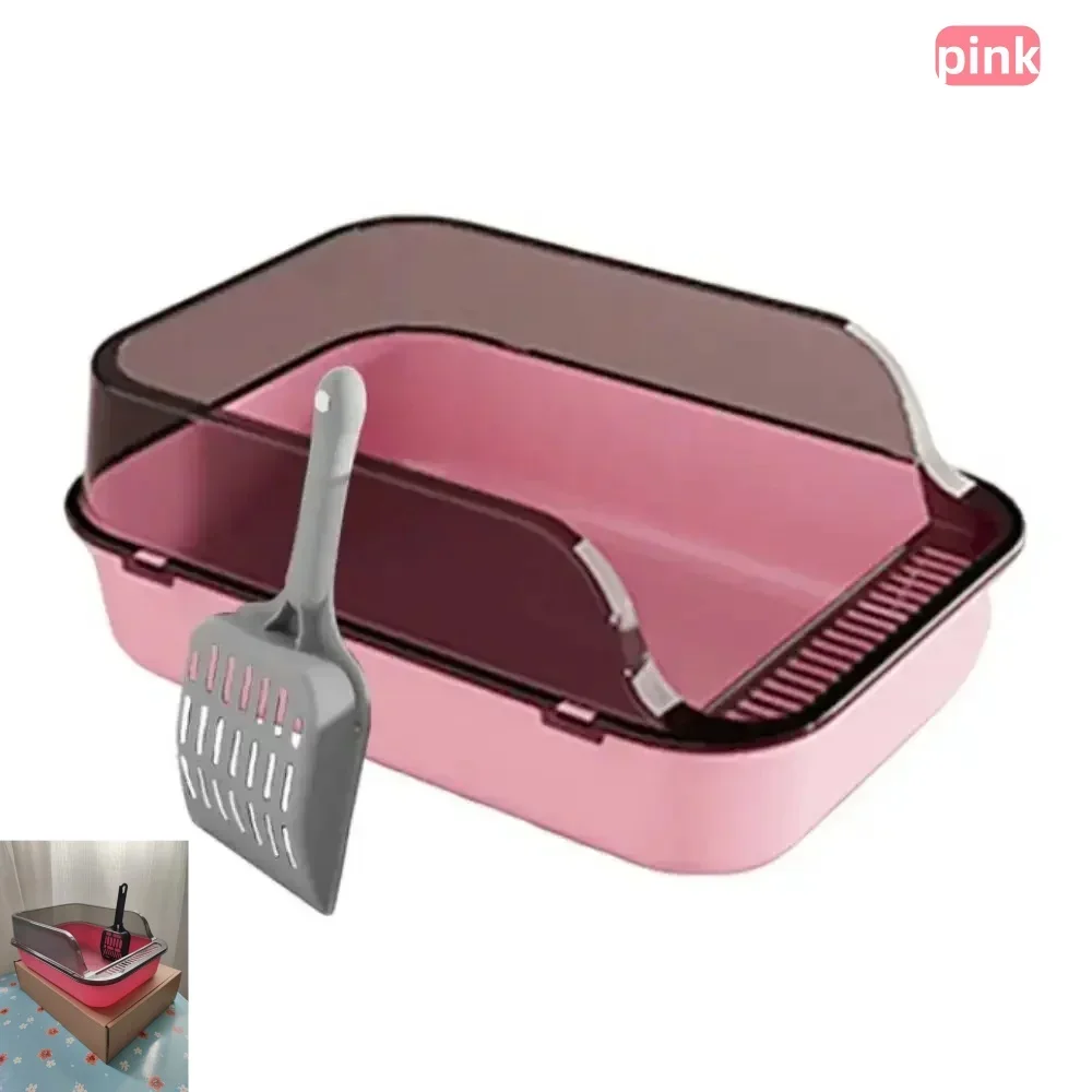 Cat Litter Box Set Large Fence Semi Enclosed Cat Litter Box Thickened Cat Toilet with Cat Litter Scoop Pet Supplies Cat Litter - Image 2