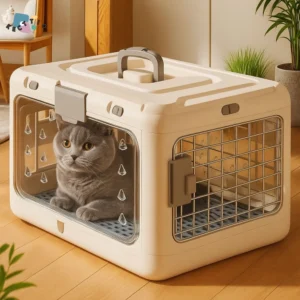 Portable Collapsible Pet Carrier Box Breathable Plastic Foldable Cat Cage with Handle Thickening Dog Kennel Travel Transport