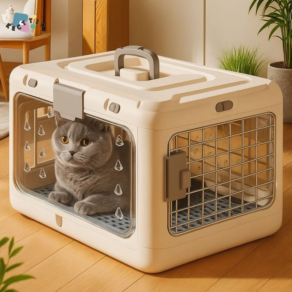 Portable Collapsible Pet Carrier Box Breathable Plastic Foldable Cat Cage with Handle Thickening Dog Kennel Travel Transport