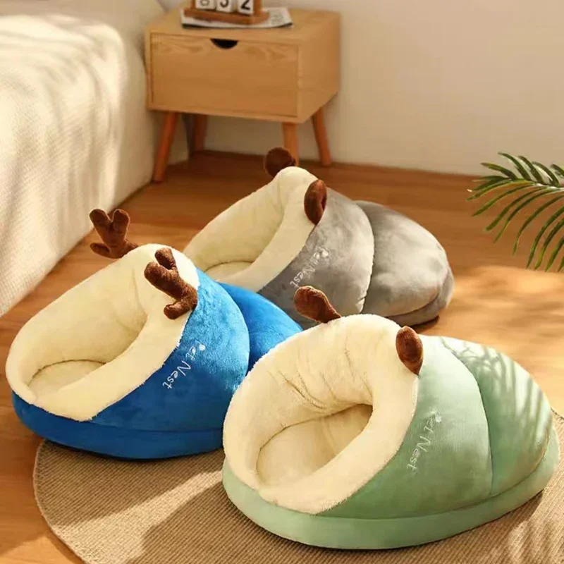 Winter Warm Small Dog Kennel Bed Breathable Dog House Cute Slippers Shaped Dog Bed Cat Sleep Bag Foldable Washable Pet House - Image 6