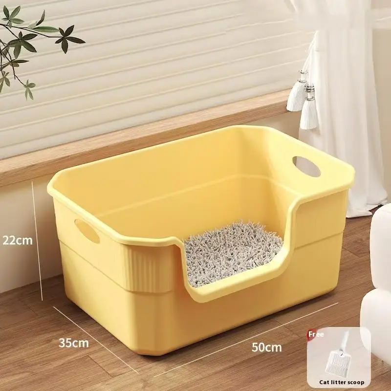 ♥Extra Large Cat Litter Box;Semi-Enclosed & Open Design, Anti-Splash Cat Toilet with High Sides - Image 7