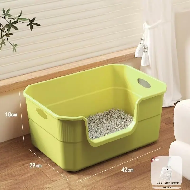 ♥Extra Large Cat Litter Box;Semi-Enclosed & Open Design, Anti-Splash Cat Toilet with High Sides - Image 10