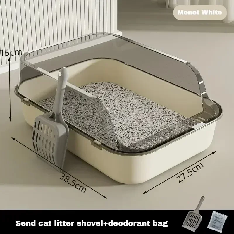 Cat Litter Box High Side Thicken Semi Enclosed Splashproof with Removable Scoop Large Capacity Easy Clean Cat Toilet Supplies - Image 9