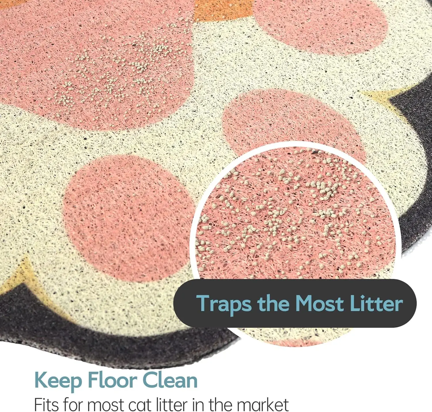 Cute Cat Litter Mat Litter Box Mat Litter Trapping Mat Soft on Kitty Paws Anti Slip Pet Accessories Door Floor mats Bathroom Mat - Image 2