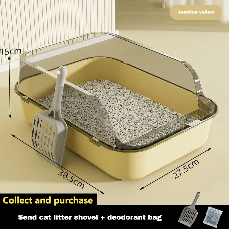 Cat Litter Box with Garbage Shovel Semi Closed High Side Splash Proof Pet Litter Box Practical Cleaning Tool Cat Care Supplies - Image 6