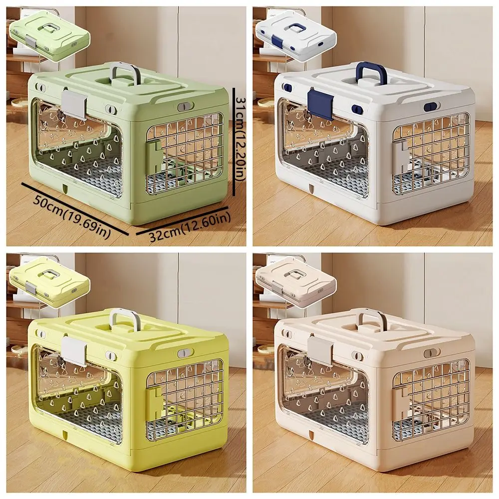 Portable Collapsible Pet Carrier Box Breathable Plastic Foldable Cat Cage with Handle Thickening Dog Kennel Travel Transport - Image 6