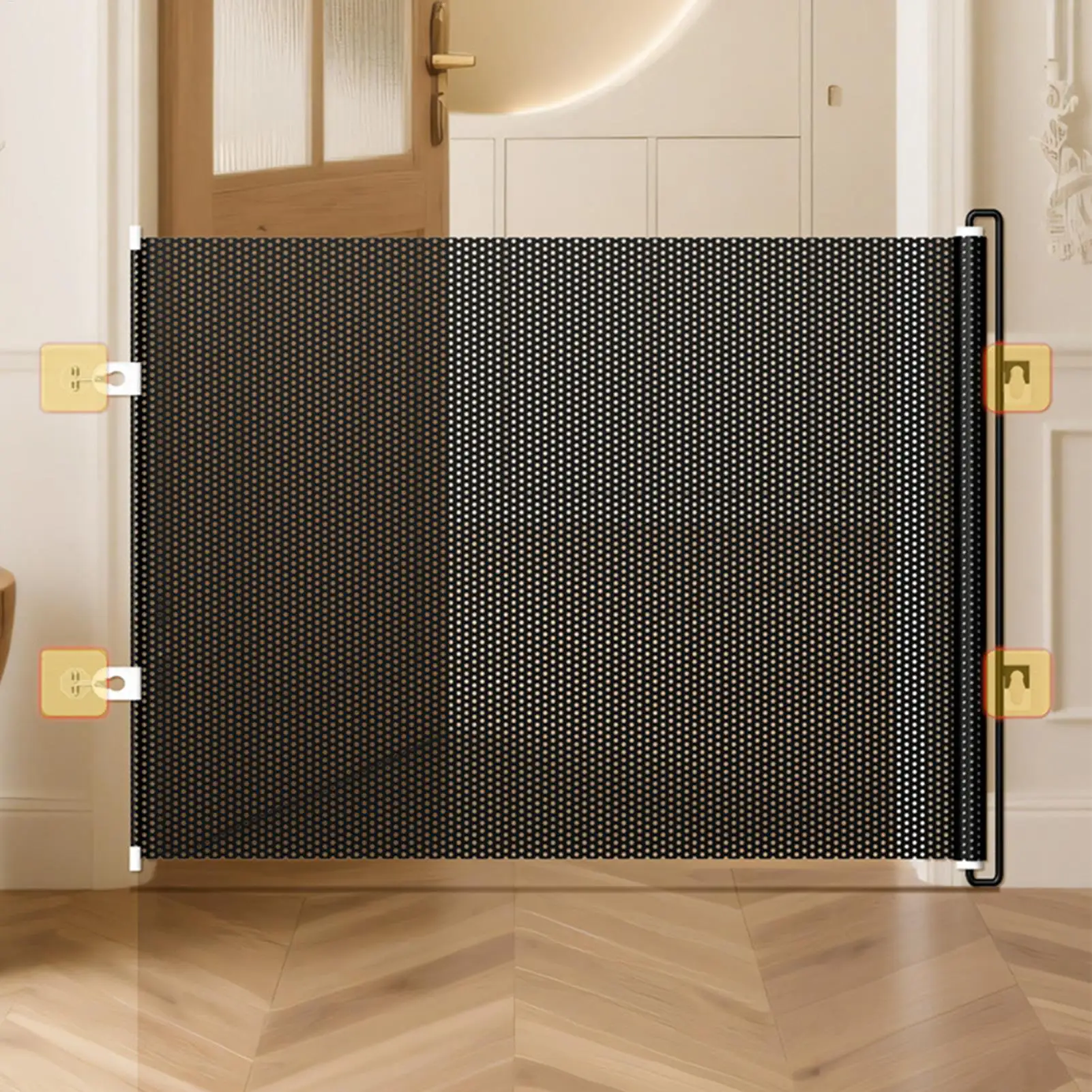 Retractable Dogs Gate Mesh Safety Barrier for Indoor Use No Drilling Pet Isolation Fence for Small Dogs Doorway Hallway Stairs - Image 5