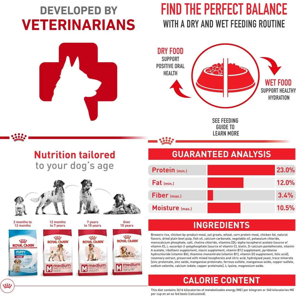 Medium Adult Dry Dog Food, 17 lbs, Size Health Nutrition